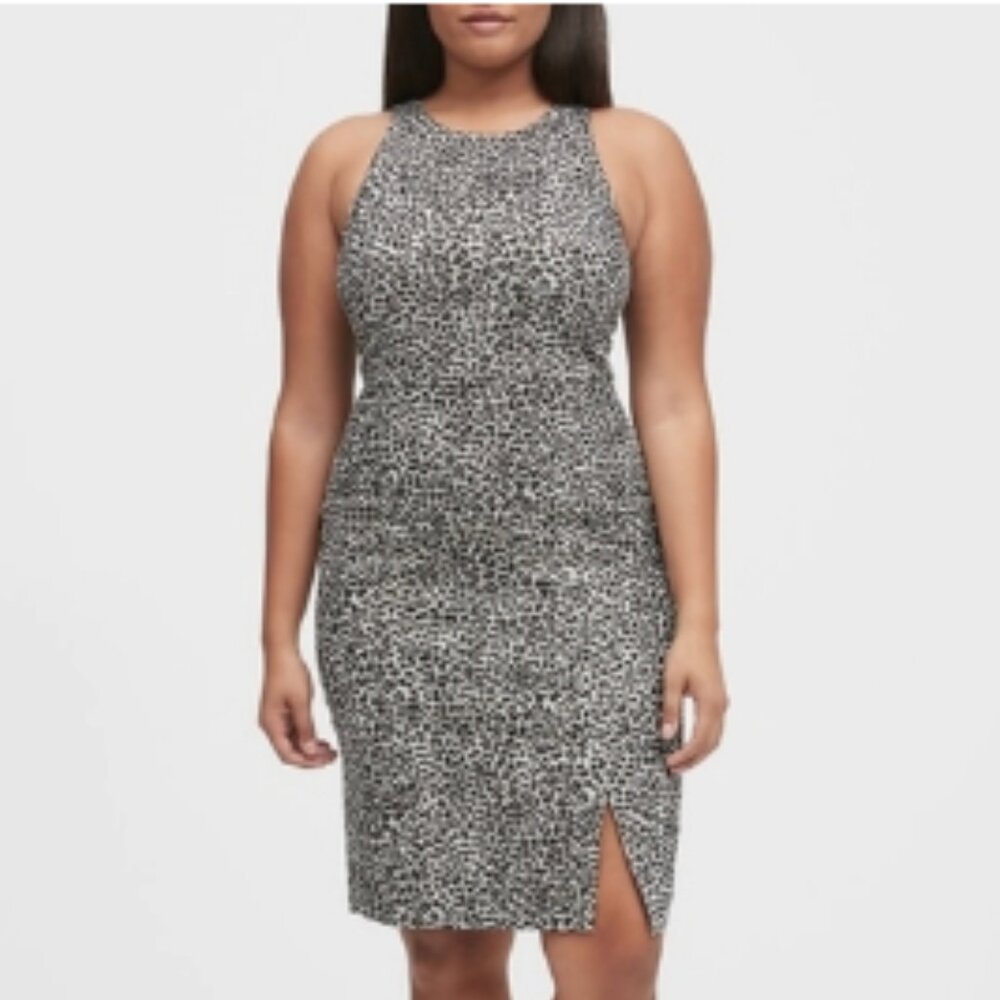 NWT Banana Republic Metallic Leopard Bi-Stretch Sheath Dress